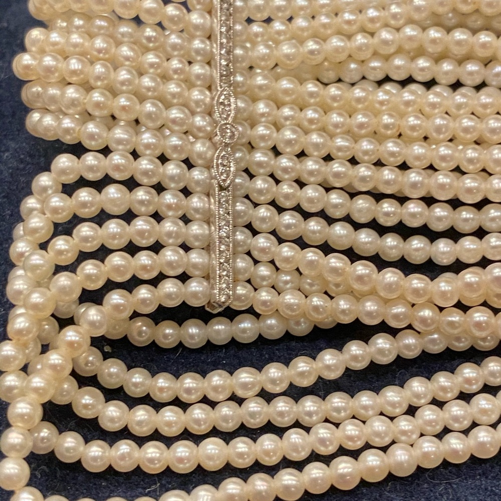 DIAMOND PLATINUM AND SEED PEARLS  CHOCKER - Picture 8 of 16